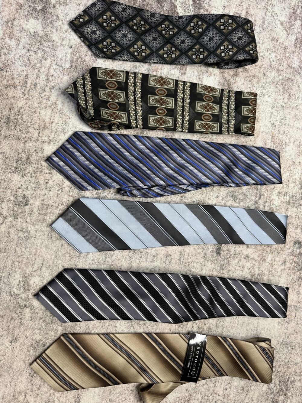 Protocol Necktie Lot of 6 Mens Silk Ties Striped Geometric Multicolor One Size